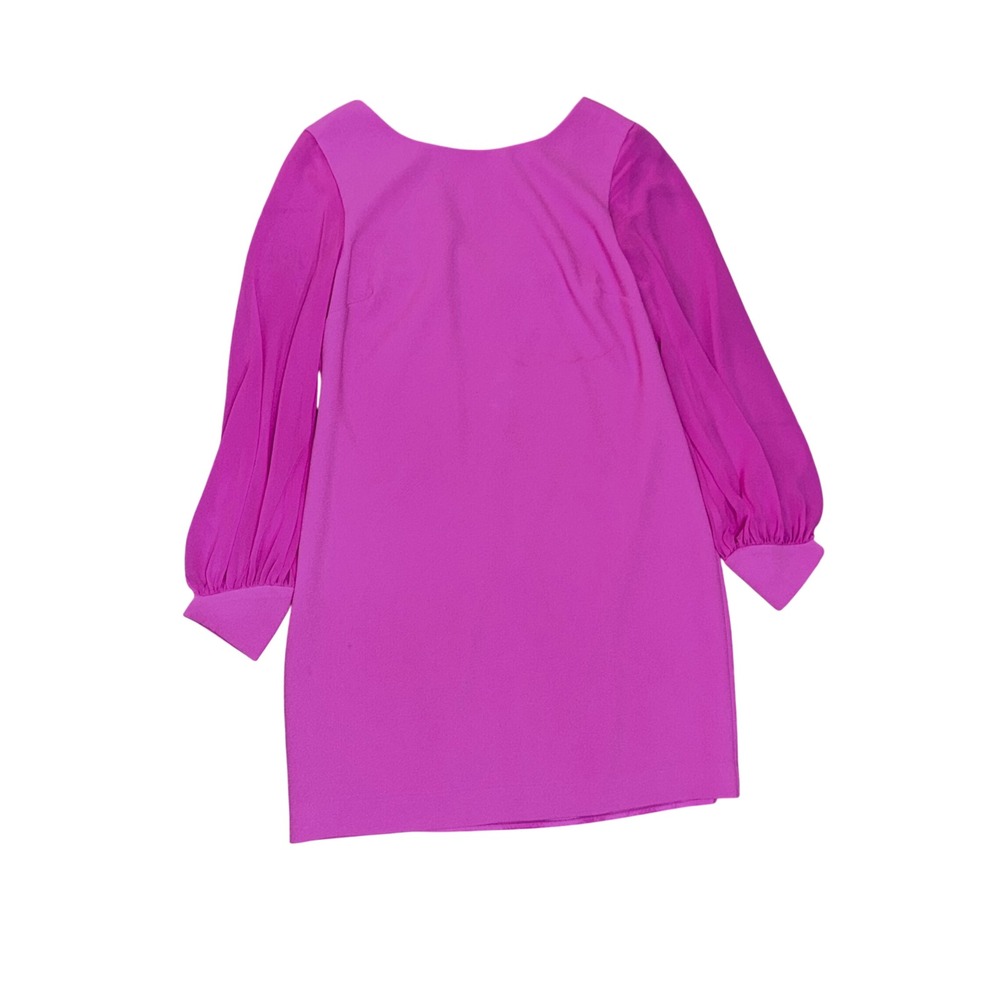Trina Turk Dress Womens 10 Pink EUC Silk Sleeve Shift V-Back Ky Oaks Bridal